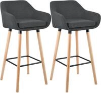 CLP Barhocker 2er Set gepolstert mit Lehne Grant, Barstuhl mit Stoffbezug,...