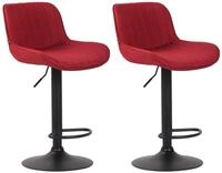 CLP 2er Set Barhocker Lentini Stoff I Thekenhocker H&ouml;henverstellbar I...