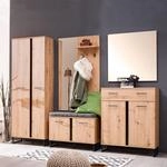 Homestyle4u 2209 Garderobenset 5-teilig Komplettset Holz Eiche Grau Flurgarderobe