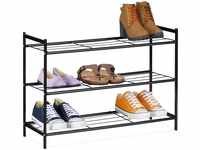 Relaxdays Schuhregal Metall, 3 Ablagen, Schuhaufbewahrung für 9 Paar Schuhe, HBT: 50