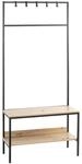 HAKU Standgarderobe Eiche hell, schwarz, MDF, Metall - Ma&szlig;e: B 80 x H 180 x T 35 cm,