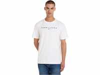 Tommy Jeans Herren T-Shirt Kurzarm Regular Linear Logo Tee Rundhalsausschnitt, Weiß