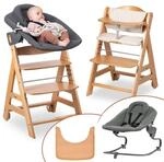 hauck Beta+ Hochstuhl Newborn Set mit Premium Bouncer - Natural | Mitwachsender...
