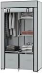 HOMCOM Kleiderschrank Stoffschrank mit 5 F&auml;chern, Kleiderstange, Rei&szlig;verschluss
