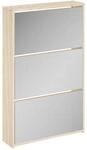 vidaXL Schuhschrank mit 3 F&auml;chern Spiegel Eiche-Optik 63x17x102,5 cm