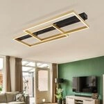Deckenleuchte LED Deckenlampe Wohnzimmerlampe Metall Gold Stufenschalter L 90 cm