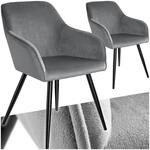 tectake&reg; 2er Set Esszimmer Stuhl, Esszimmerst&uuml;hle mit Sitzfl&auml;che aus Samt,