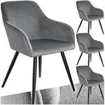 tectake&reg; 4er Set moderner Esszimmer Stuhl, Sitzfl&auml;che aus Samt, Armlehnstuhl,