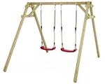 WICKEY Kinderschaukel Schaukelgestell Smart Move - Schaukel rot & Gestell Holz,