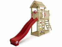 WICKEY Spielturm Klettergerüst JoyFlyer mit Holzdach & roter Rutsche, Outdoor...