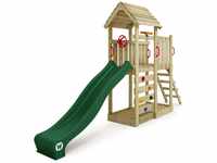 WICKEY Spielturm Klettergerüst JoyFlyer mit Holzdach & grüner Rutsche, Outdoor