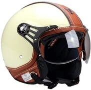 BNO-PL28 Jethelm Beige gl&auml;nzend + Braun, Motorradhelm, Schutzhelm Helm S - XL (M)