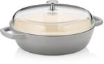 kela Schmorpfanne 28 cm hoher Rand CALIDO, Gusseisenpfanne Induktion mit Glasdeckel