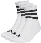 adidas Unisex 3-Stripes Cushioned Sportswear Mid-Cut Socks 3 Pairs, White / Black,