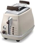 De'Longhi Icona Vintage CTOV 2103.BG &ndash; 2-Schlitz-Toaster mit Br&ouml;tchenaufsatz,