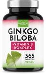 Ginkgo Biloba 6000mg pro Tablette, 365 St&uuml;ck - Preis-Leistungs-Sieger + B-Vitamin