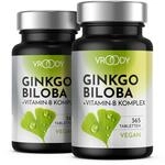 Ginkgo Biloba 3950, 2x 365 St&uuml;ck - Preis-Leistungs-Sieger + B-Vitamin Power Komplex,