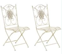 CLP 2er Set Eisen-Gartenst&uuml;hle Sibell I Klappst&uuml;hle mit edlen Verzierungen,