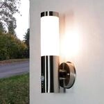 Licht-Erlebnisse Au&szlig;enleuchte mit Bewegungsmelder Edelstahl in Silber IP44 Garten