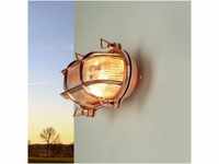 Licht-Erlebnisse Außenwandlampe Messing Glas in Kupfer IP64 Garten Hof H:13 cm...