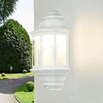 Wandlampe Aussen Weiss Vintage, Balkon Licht Wand, 2-flammig, IP44, E27, B:24 cm,