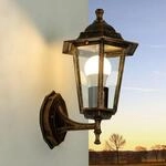 Licht-Erlebnisse Au&szlig;enwandlampe Aluminium Glas in Antik Kupfer IP44 Garten T:22,5 cm
