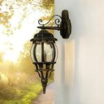 Licht-Erlebnisse Au&szlig;enlaterne, Aussenleuchten Hauswand, Gold Antik, H:54 cm, IP44,
