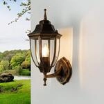 Licht-Erlebnisse Wandlampe Au&szlig;en Aluminium Glas in Schwarz Kupfer IP44 Balkon