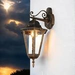 Licht-Erlebnisse Wandleuchte Au&szlig;en Aluminium Glas in Kupfer antik IP44 Eingang