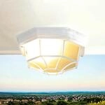 Licht-Erlebnisse Au&szlig;endeckenleuchte Aluminium Glas Wei&szlig; IP44 Balkon Terrasse B:27