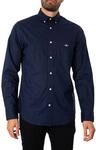 GANT Herren Reg Poplin Shirt Klassisches Hemd, Marine, L EU