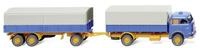 Wiking 041604 Man Pausbacke Pritschenh&auml;ngerzug blau-gelb 1960 Spur H0 1:87