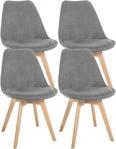 CLP 4er Set Esszimmerstuhl Linares Kunststoff I Stoff I Samt I Cord I...