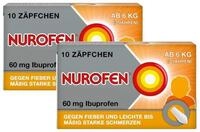 Doppelpack NUROFEN Junior 60 mg Z&auml;pfchen f&uuml;r Kinder ab 3 Monate (6 kg) - Bei Fieber