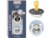BIBS Colour Glow Schnuller 2er-Pack, BPA-frei. Leuchtet im Dunkeln, Kirschform