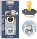 BIBS Colour Glow Schnuller 2er-Pack, BPA-frei. Leuchtet im Dunkeln, Kirschform