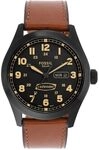 Fossil Defender Herrenuhr, Solarbetriebenes Dreizeiger-Datum mit Edelstahl- oder