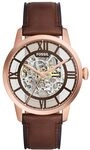 Fossil Herren Analog Automatik Uhr mit Leder Armband ME3259