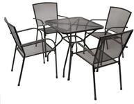 DEGAMO Gartengarnitur Classic 5-teilig, 4X Stapelsessel und 1x Tisch 70x70cm