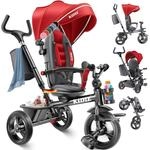 KIDIZ&reg; Dreirad 6in1 Kinderdreirad mit Schubstange Lenkbar ab 9 Monaten bis 25Kg