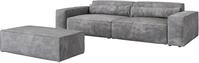 DELIFE Big-Sofa Sirpio XL Mikrofaser Taupe 270x130 cm mit Hocker