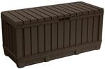 Keter Gartentruhe KENTWOOD 350L Braun &ndash; Wetterfeste Gartenbox in Holzoptik mit