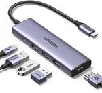UGREEN USB C Hub HDMI 4K 100W PD Charge mit 3 USB 3.0 Ports 5 in 1 USB C auf HDMI