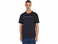 Tommy Jeans Herren T-Shirt Kurzarm Regular Linear Logo Tee Rundhalsausschnitt, Blau