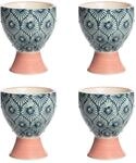 Tranquillo 4 er Set Eierbecher MIX'N'MATCH, Keramik handgestempelt,