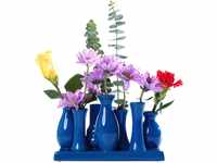 Jinfa Handmade Ceramic Decorative Flower vases Set of 7 Mini-vases in Blue