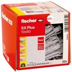 fischer Spreizd&uuml;bel SX Plus 10 x 50, Schachtel mit 50 Nylond&uuml;beln, D&uuml;bel f&uuml;r