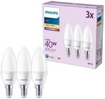 Philips Classic LED E14 Lampe, 40W, matt, warmwei&szlig;, nicht dimmbar, 3er Pack