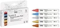 KREUL 16430 - Glass & Porcelain Pen Metallic medium, 5 Stifte in gold, silber,