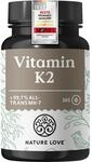 NATURE LOVE&reg; Vitamin K2 hochdosiert - Premiumrohstoff MK7-365 Tabletten - all-trans
